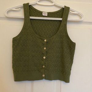 Aritzia Wilfred Green Lacey Button Down Tank